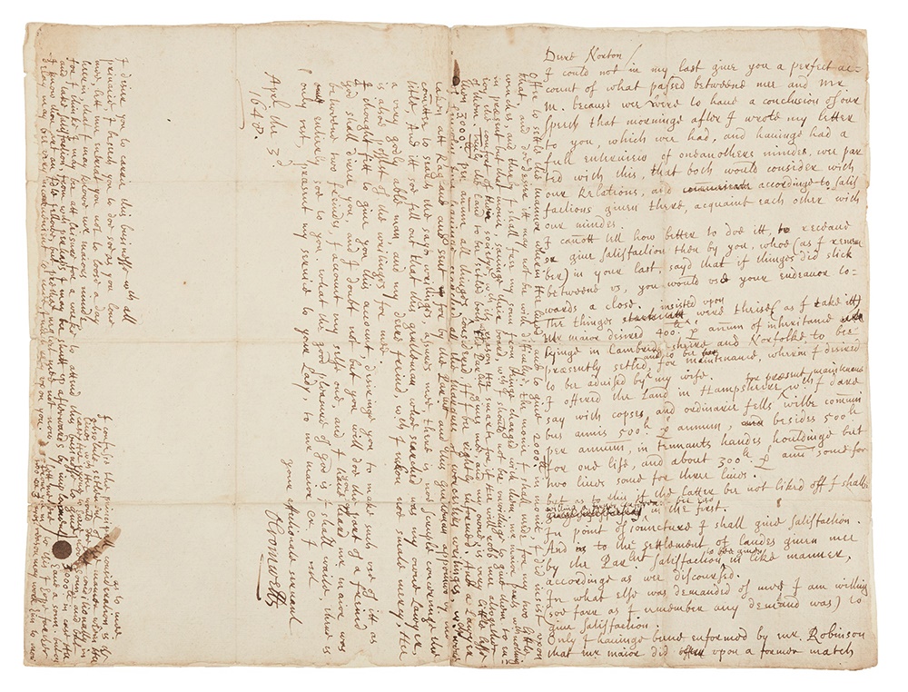 Cromwell, Oliver letter 